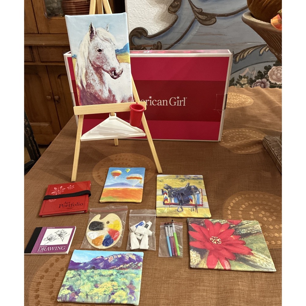 American Girl Saige Painting Set - Retired 2013 - Complete Art Studio In Box